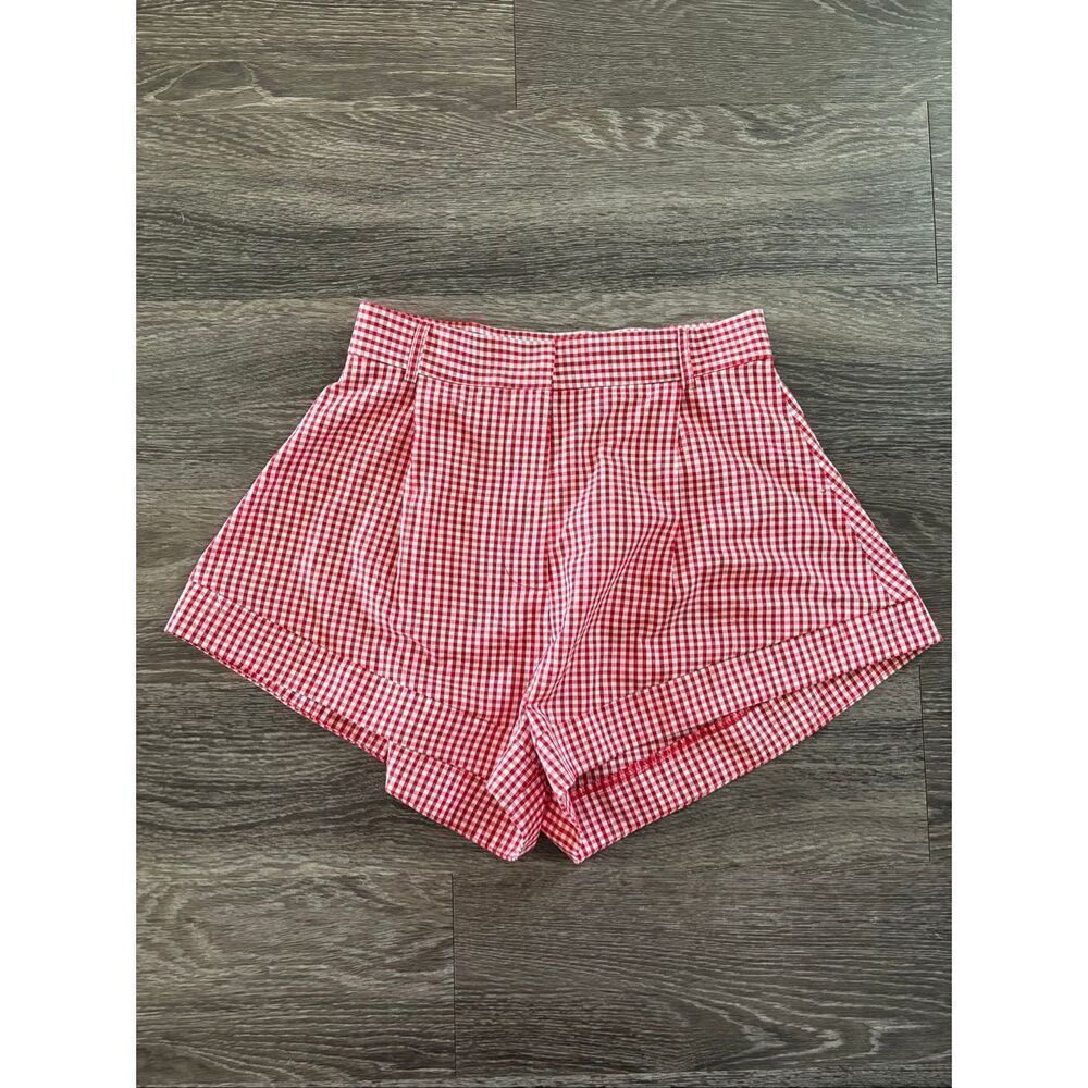 NWT Miscreants London x Revolve Red & White Plaid Gingham Shorts Size US 4 UK 8